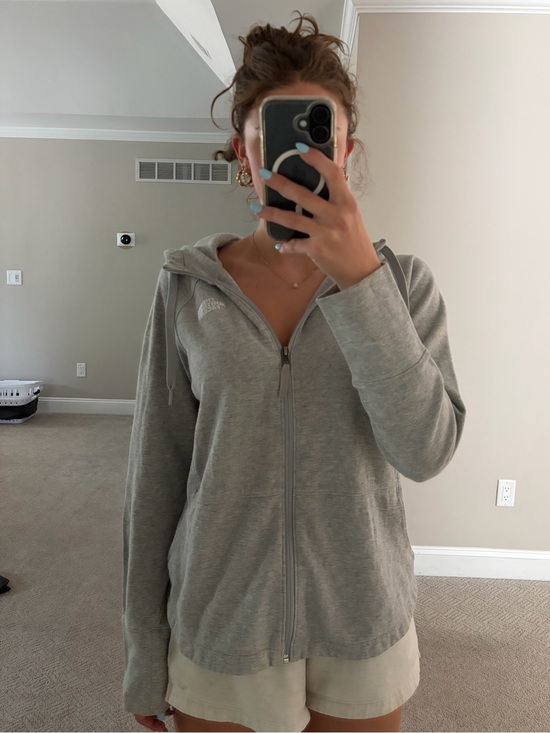 The North Face Tops - The North Face Light Gray Zip-Up Hooded Women’s Top